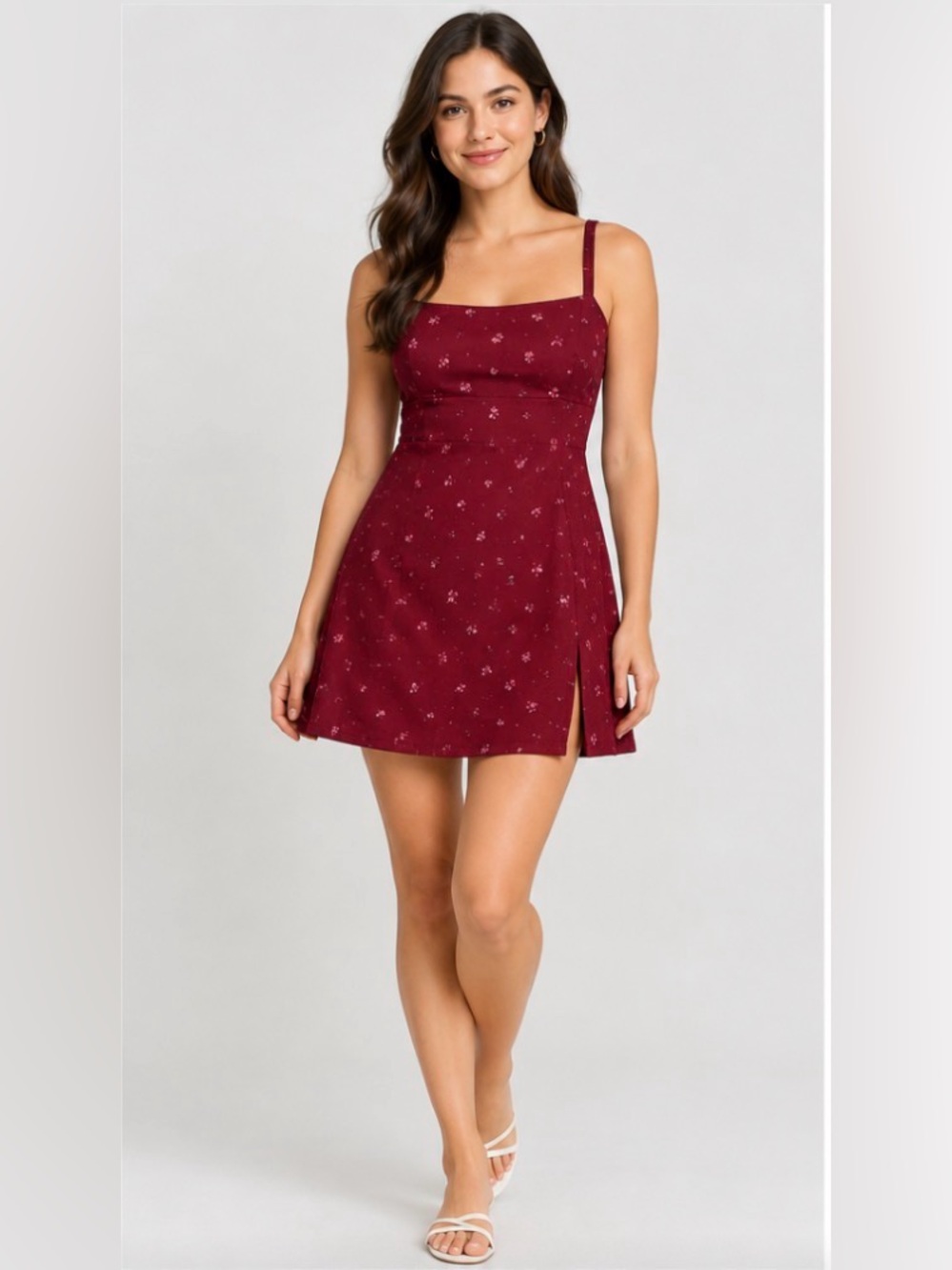 NWT Posie Active Burgundy Floral Exercise Dress Built In Shorts Slit Medium